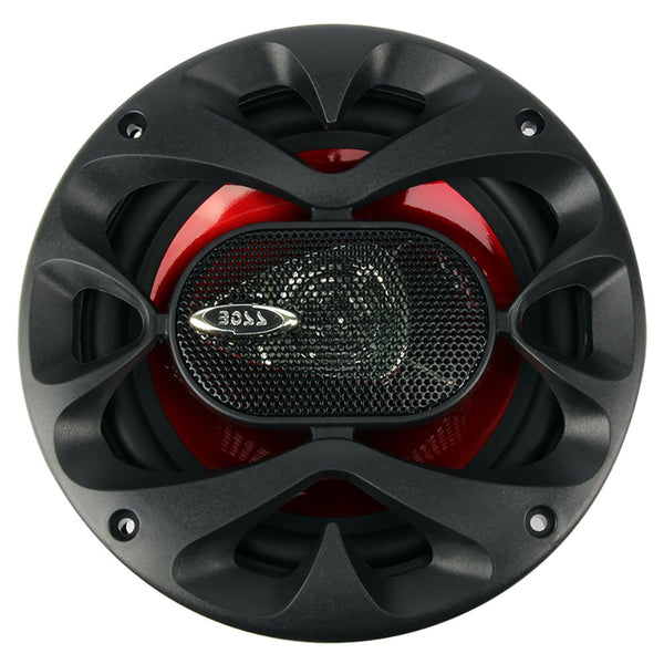 6.5 Inch 300 Watt 3-Way Car Coaxial Audio Red Stereo Speakers