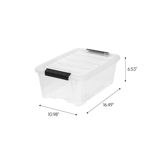 27 QT Plastic Storage Box with Buckles, Clear, 1 Pack
