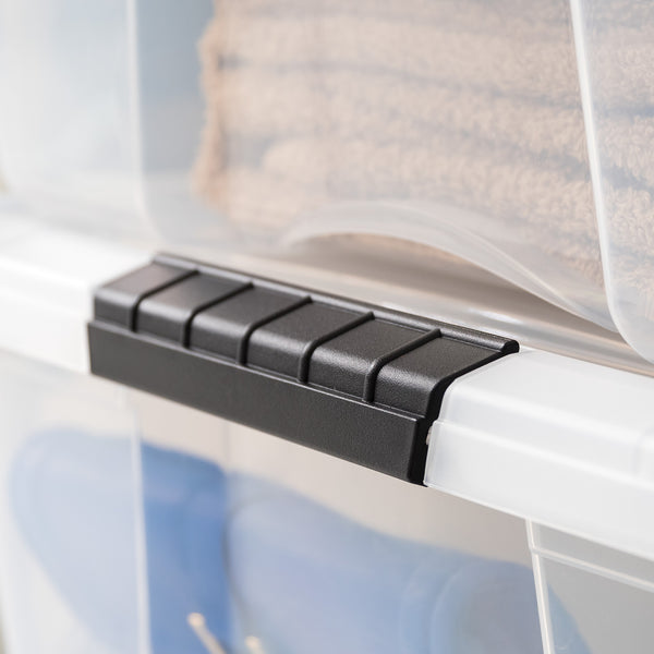 27 QT Plastic Storage Box with Buckles, Clear, 1 Pack