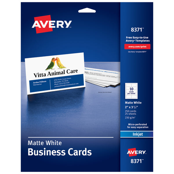 2" x 3.5" Business Cards, Sure Feed, Inkjet